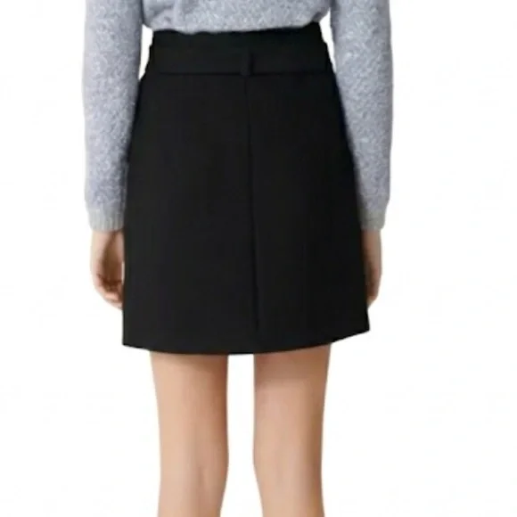 Maje “Josina” Black Faux Wrap Mid Thigh Skirt Size 40 (US 8) New Without Tags! - Picture 6 of 15